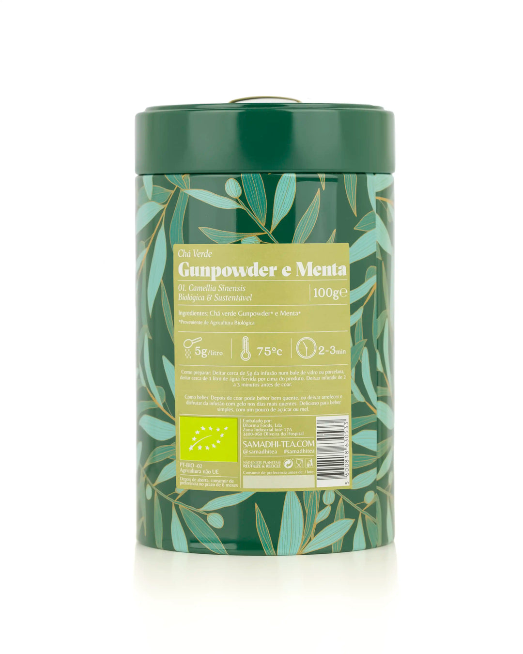 Chá Verde 100% Biológico Gunpowder e Menta