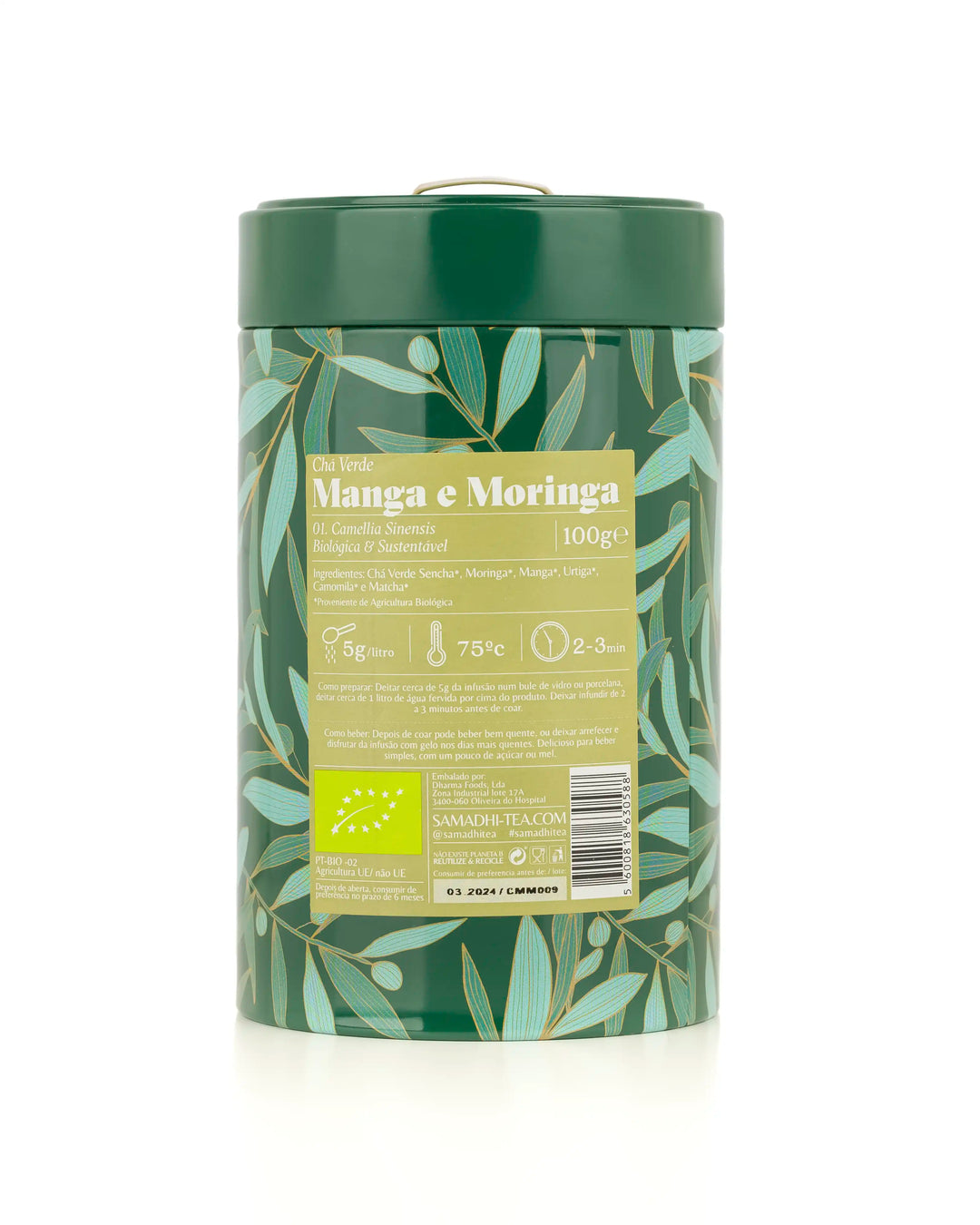 Chá Verde 100% Biológico Manga Moringa