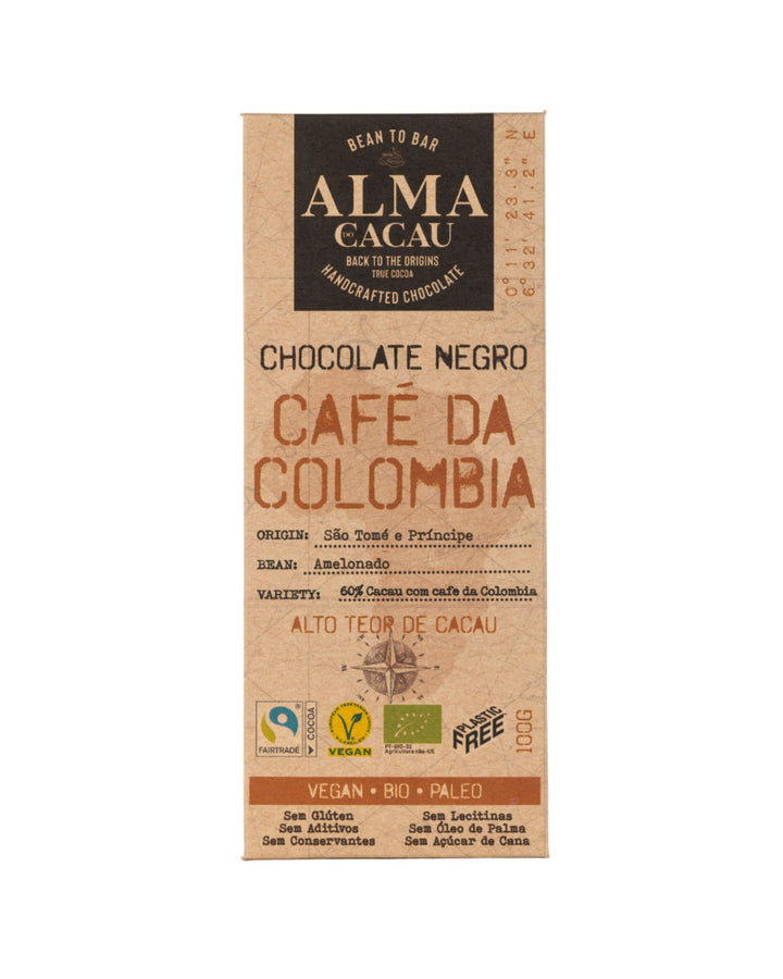 Chocolat noir BIO 60% Cacao au café torréfié Alma do Cacau 100g