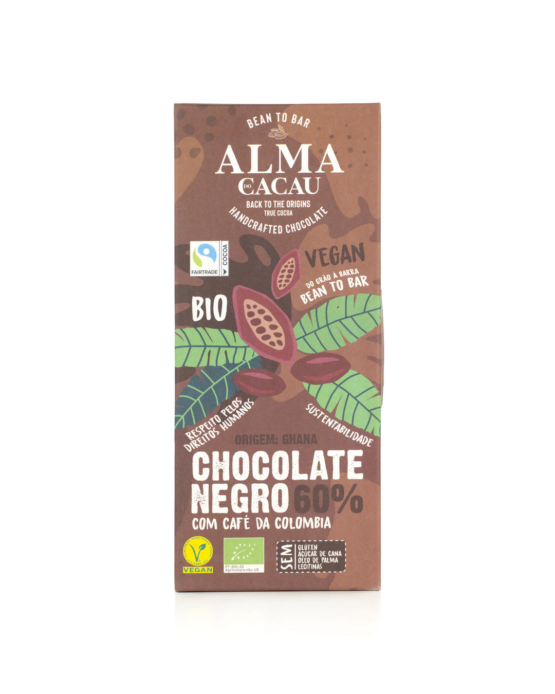 Chocolate Negro BIO 60% Cacau com Café Torrado Alma do Cacau 100 g